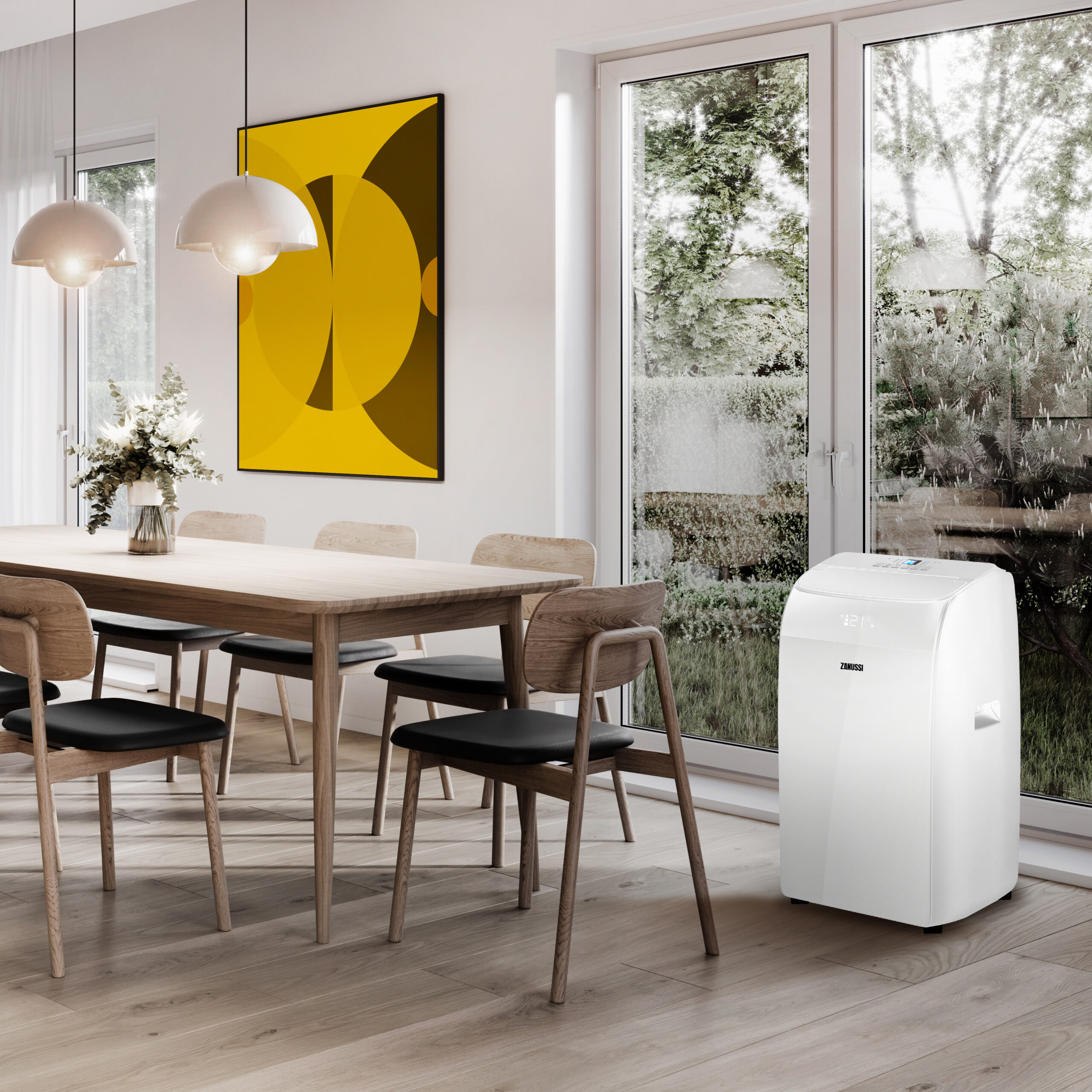 3D rendering of a dining area in modern kitchen